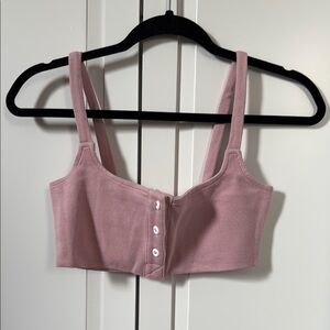 Dusty Pink Ribbed Crop Top